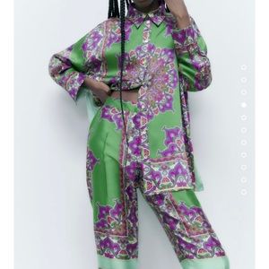 Zara Green/Multicolored Co-ord Set (2 pieces)
